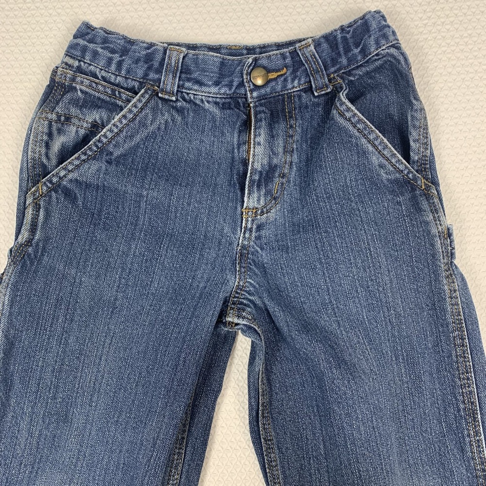 Carhartt Carpenter Jeans Boys Size 7 Loose Fit Adjustable Waist Medium Wash